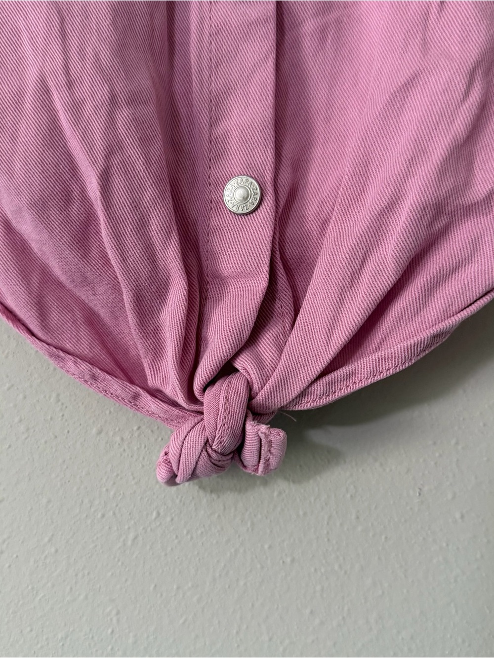 Zara Pink Tie Front Short Sleeve Button-Up Top Size 12-18 Months - Picture 4 of 5